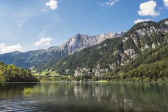 View over the Klöntalersee with the 2294 metre high Mutteristock, Canton Glarus, Switzerland,