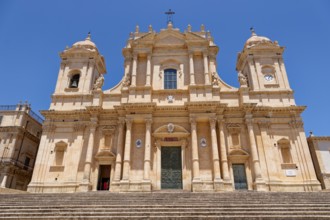 The cathedral of Noto, Cattedrale di San Nicolo, built in the Sicilian Baroque style. The historic