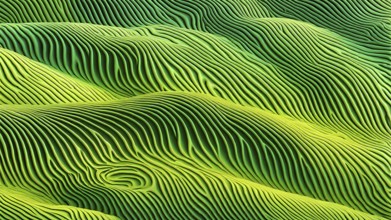 Fingerprint background dominated by swirl patterns in green hues, AI generated
