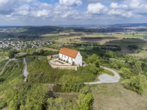 Aerial view of the Wurmlingen Chapel, Wurmlingen, near Tübingen, Baden- Württemberg, Germany,