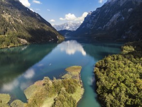 View over the Klöntalersee, Klöntal, Canton Glarus, Switzerland, Europe