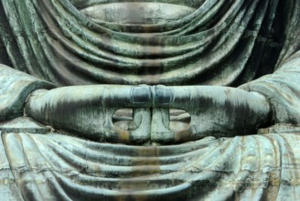 Daibutsu, Great Buddha of Kamakura, hands, Kamakura, Japan, Asia