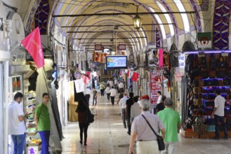 Grand Bazaar, Istanbul, Turkey, Asia, Long corridor of the covered market with numerous shops on