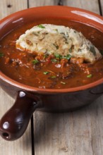 Goulash with a napkin dumpling