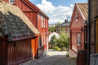 Traditional wooden houses on Damstredet, Oslo, Norway, Traditional houses on Damstredet, Norway,