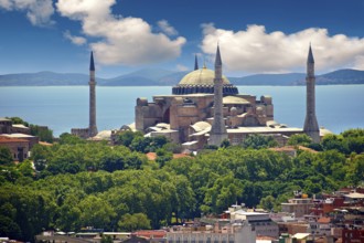 The exterior of the 6th century Byzantine (Eastern Roman) Hagia Sophia (Ayasofya) built by Emperor