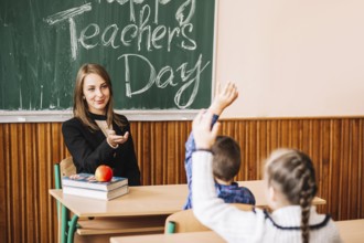 Teacher asking pupils
