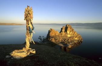 Buryat Faith, Shaman Rock, Olhkon Island, Lake Baikal, Buryatia, Siberia, Russia, Europe