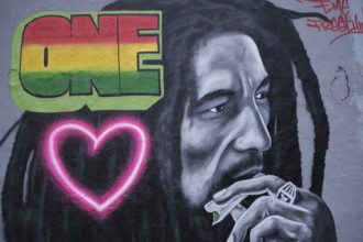 Germany, Berlin, 23. 05. 2020, Mauerpark, GraffitiMauer, one, Bob Marley, Rastamann, by Eme