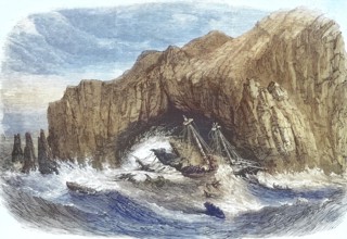 Shipwreck of the Torah on the reefs of Formy-Spit near Liverpool, 1869, England, Historic,