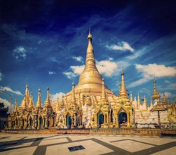 Vintage retro effect filtered hipster style image of Myanmer famous sacred place and tourist