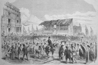 Election campaign at the general election in London around 1869, England, Historic, digitally
