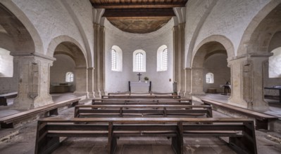 Interior of the Romanesque monastery church at Konradsburg Castle near Ermsleben, Falkenstein,