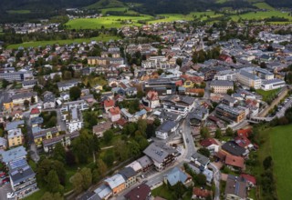 Drone image, residential buildings, town view, Saalfelden am Steinernen Meer, Pinzgau, Salzburg