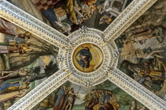 Church, ceiling fresco of the parish church of Santa Maria del Sasso, interior view, Morcote, Lake