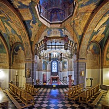 St. Maria and Clemens, Romanesque double church, lower church, view into the choir with ceiling
