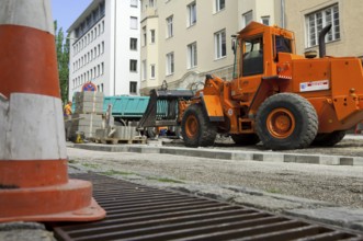 Construction site, road construction, Ohmstraße, Munich, Bavaria, Germany, Europe