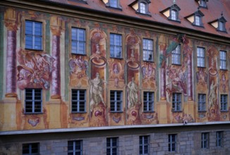 Façade painting by Anton Greiner, Old Town Hall, historic old town centre, Bamberg, Upper