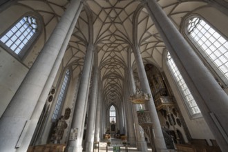 Interior of the late Gothic church of St George, built between 1427 and 1505, church, Nördlingen,