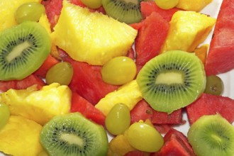 Fruit salad made from various fruits, Venice, Italy, Europe