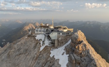 Zugspitze and Zugspitze railway, high mountains, Bavaria, Germany, Europe
