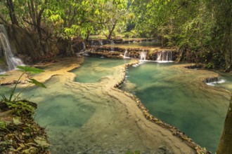 The multi-levelled Kuang Si waterfall near Luang Prabang, Laos, Asia