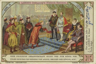 Picture series Kings, Charles IX, 1573, a Polish legation visits the Duke of Anjou, elected King of