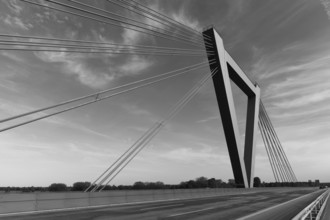 Airport bridge, motorway bridge A44 over the Rhine, cable-stayed bridge, opened 2022, Düsseldorf,