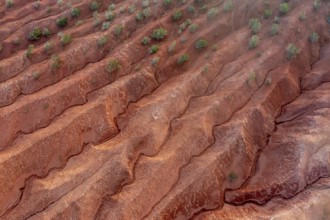 Red earth, erosion, above the cliff, Agulo, La Gomera, Canary Islands, Spain, Europe
