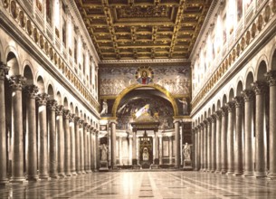 Innenraum der St. Pauls-Kirche, Rom, Italien / Interior of St. Paul's, Rome, Italy, Historic,