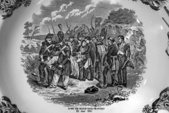 Boch, La Louviere decorative ceramic plate from the series Napoleon Bonaparte showing Mort du