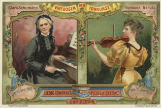 Picture series Virtuosen der Tonkunst, Clara Schumann and Normann Neruda, Liebig picture, digitally