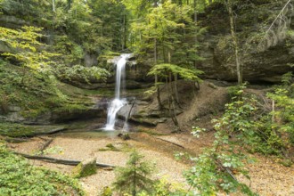 The Hasenreuter waterfall in Scheidegg, Allgäu, Bavaria, Germany, Europe