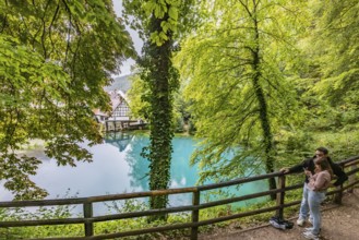 Last photos of the Blautopf in Blaubeuren in front of the popular excursion destination is closed
