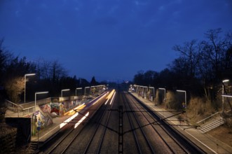 S-Bahn, public transport, train, passes through stop, station, platform, summer train, movement