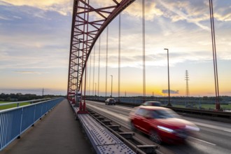 The Bridge of Solidarity, the longest tied-arch bridge in Germany, over the Rhine from