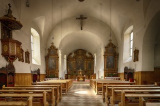 Interior view of the choir, altar, Capuchin Church of St Maximilian, Capuchin Monastery, Merano,