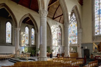 Our Lady Church, Central nave and chapels, Nieuwpoort, West Flanders, Belgium, Europe