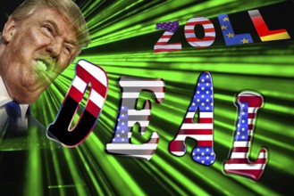 Symbolic image, EU and Germany under political pressure, industry, Donald Trump, tariff threats,