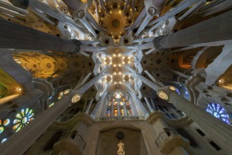Interior of the Sagrada Família, Church of the Atonement of the Holy Family, architect Antoni