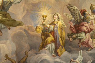 Fresco in the dome of the baroque Karlskirche church in Vienna, Austria, Europe