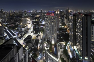 View over the skyline from the T-One Building, Sukhumvit Road, Phra Khanong neighbourhood, Bangkok,