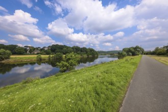 Hattingen, North Rhine-Westphalia, Germany - Landscape on the Ruhr, Ruhr promenade with Ruhr Valley