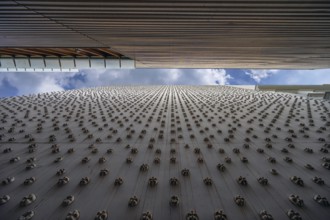 Modern façades, below the façade of the Kunsthaus, Bregenz, Vorarlberg, Austria, Europe