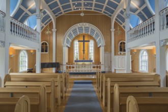Inside the blue Church in Seydisfjördur, East Iceland