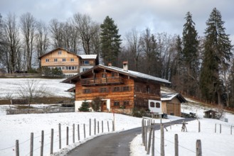 Typical wooden house, Oberstdorf, Oberallgäu, Allgäu, Bavaria, Germany, Europe