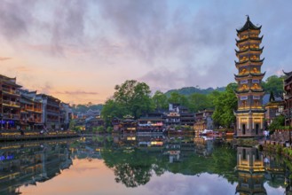 Chinese tourist attraction destination, Feng Huang Ancient Town (Phoenix Ancient Town) on Tuo Jiang