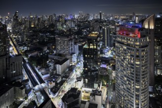 View over the skyline from the T-One Building, Sukhumvit Road, Phra Khanong neighbourhood, Bangkok,
