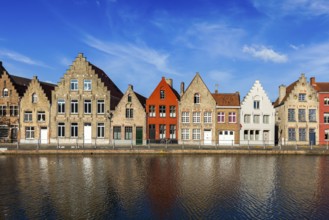 Typical European wallpaper, Europe cityscape view canal and medieval houses. Bruges (Brugge),