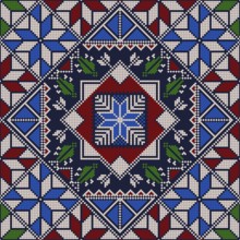 Decorative Palestinian seamless pattern in colors, traditional Tatreez embroidery, vector
